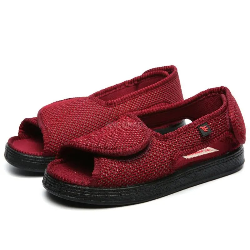 Chaussons orthopédiques ouverts rouge – Enfilage ultra facile et confort immédiat | Careshoes