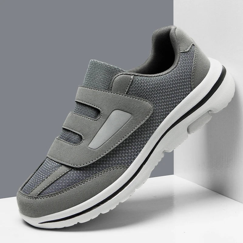 Baskets orthopédiques grises à scratch – Semelle moelleuse et soutien optimal | Careshoes