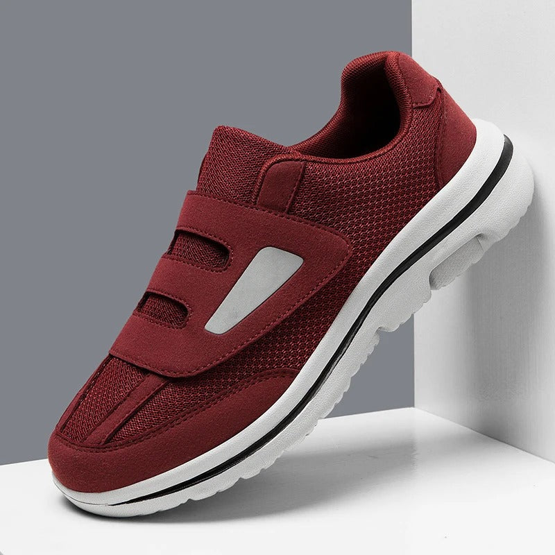Baskets orthopédiques rouge à scratch – Semelle moelleuse et soutien optimal | Careshoes
