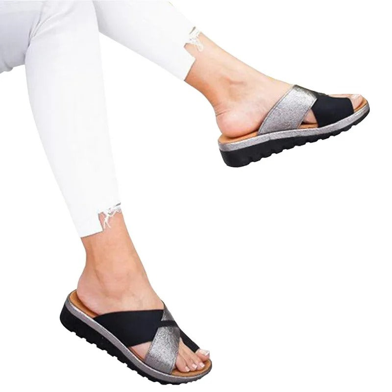 Sandales Orthopédiques Hallux Valgus gris pour Femmes - Pour une marche sans douleur ni gêne | Careshoes