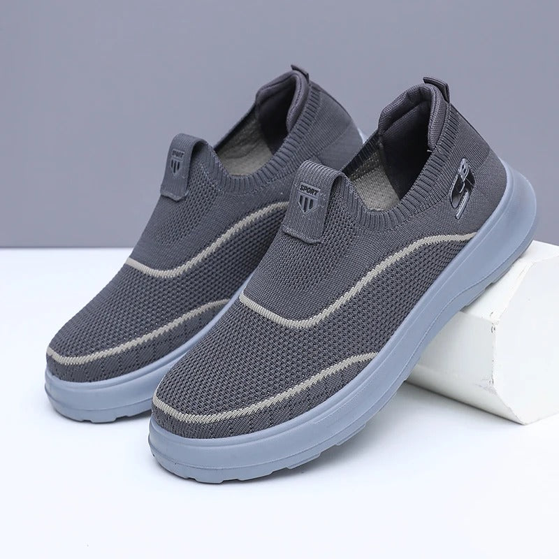 Baskets homme légères sans lacets facile à enfiler grises – Semelle orthopédique et stabilité renforcée | Careshoes