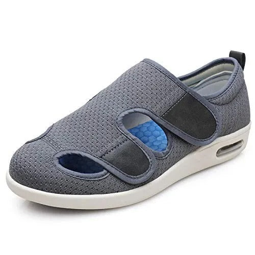 Chaussons orthopédiques grande ouverture gris – Idéals après opération ou soins médicaux | Careshoes