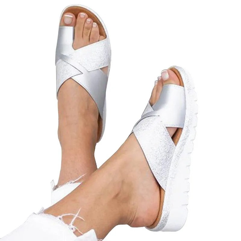 Sandales Orthopédiques Hallux Valgus argent pour Femmes - Pour une marche sans douleur ni gêne | Careshoes