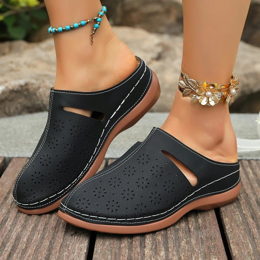 Sandales orthopédiques noires soutien plantaire – Idéales pour douleurs aux pieds et fatigue | Careshoes
