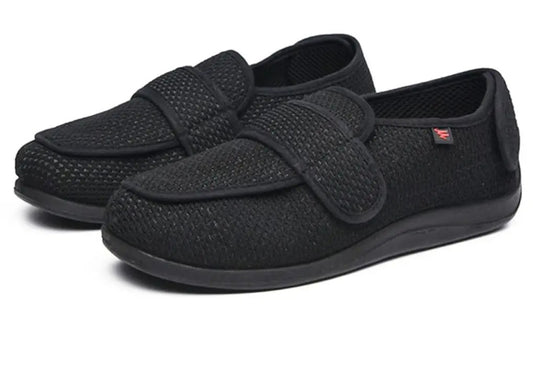 Chaussons orthopédiques faciles à enfiler noir – Idéals pour pieds sensibles ou gonflés | Careshoes