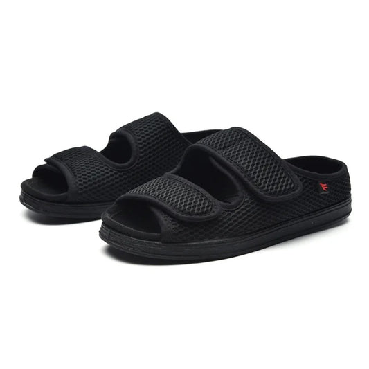 Chaussons orthopédiques noir ouverts à velcro – Ajustement rapide et appui stable | Careshoes