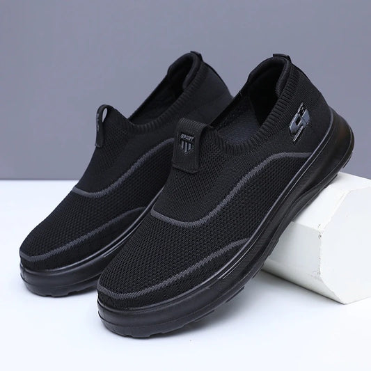 Baskets homme légères sans lacets facile à enfiler noires – Semelle orthopédique et stabilité renforcée | Careshoes
