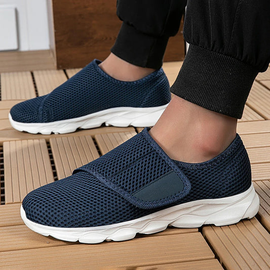 Baskets orthopédiques bleues confort velcro – Tenue sécurisée et semelle amortissante | Careshoes