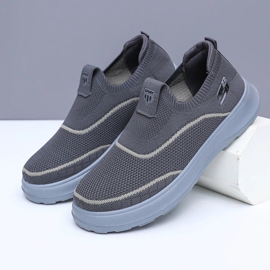 Baskets homme légères sans lacets facile à enfiler grises – Semelle orthopédique et stabilité renforcée | Careshoes