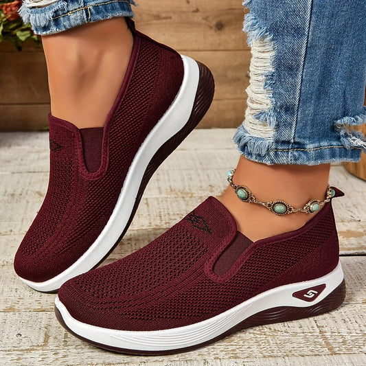 Baskets orthopédiques sans lacets rouge pour femme – Style discret et ajustement pratique au quotidien | Careshoes